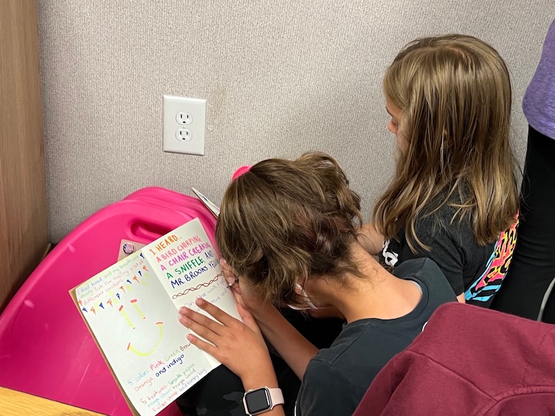 two students writing in journals